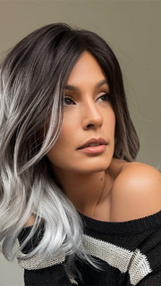 Roxie wearing GRAYDIENT-STORM | Dark Brown Roots that Melt into Light Gray and Silver Tones Towards the Ends