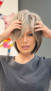 REESE by NORIKO in SANDY SILVER | Medium Brown Transitionally Blending to Silver and Dramatic Silver Bangs