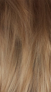 CHAMPAGNE SUNSET R | Dark/medium multi-tonal blond with textured honey, ash, and golden hues and chocolate brown roots