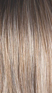 MELTED MARSHMALLOW R | Subtly Warm Dark Sandy Blonde Blend with Medium Brown Roots and Light Ash Blonde Tips and Highlights