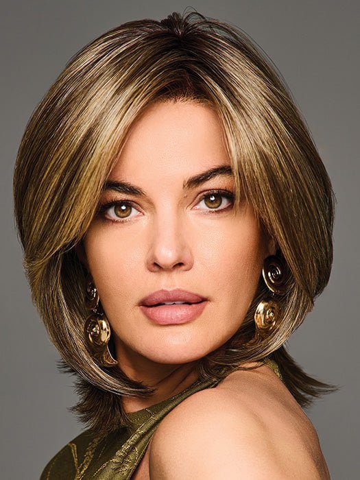 Model is wearing INSPIRE ME by GABOR in color GF9-24SS ICED CAFÉ LATTE | Dark Brown shaded with Golden Brown