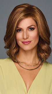Model is wearing STUNNING VIEW by GABOR in color MEDIUM-RED | Medium Reddish Brown with Subtle Copper Highlights