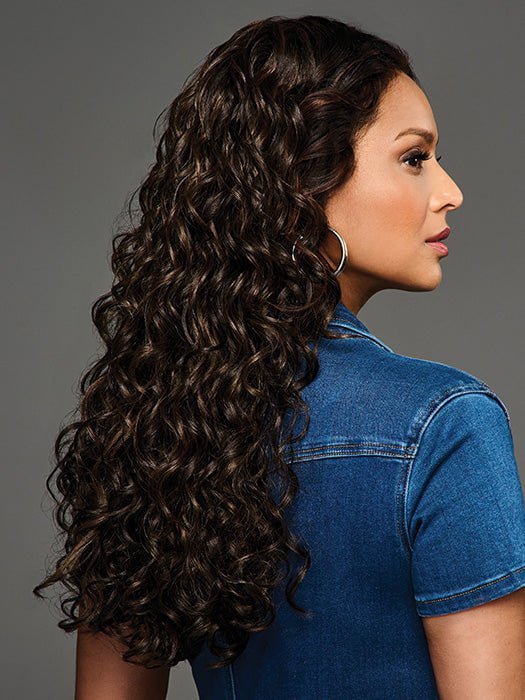 MAKENNA by RAQUEL WELCH in color MC4/10SS ESPRESSO MARTINI | Dark Brown with Lighter Brown Highlights