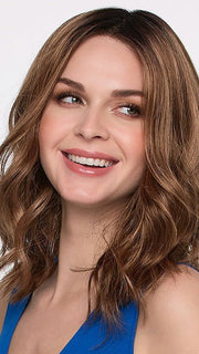 MOLLY by ENVY in CINNAMON TOFFEE |  Neutral to Warm Light Brown with Dark Brown Roots