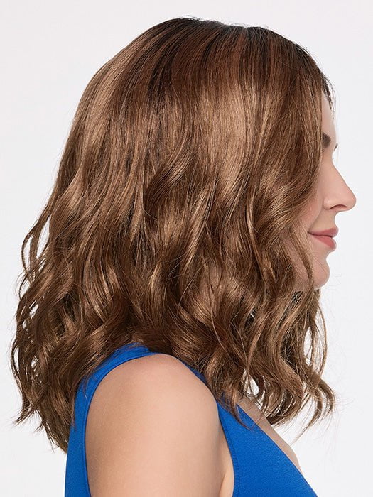 MOLLY by ENVY in CINNAMON TOFFEE |  Neutral to Warm Light Brown with Dark Brown Roots