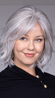 Model is wearing NAPLES by BELLETRESS in color OYSTER GRAY | A mixture of Lightest Gray and a hint of White