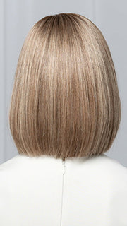 Model is wearing Supreme Plus Deluxe by Ellen Wille in color SAND MULTI ROOTED 15.22.14 | Light Ash Blonde and Light Neutral Blonde with Medium Ash Blonde Blend and Shaded Roots