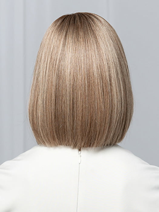Model is wearing Supreme Plus Deluxe by Ellen Wille in color SAND MULTI ROOTED 15.22.14 | Light Ash Blonde and Light Neutral Blonde with Medium Ash Blonde Blend and Shaded Roots