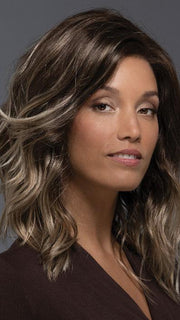 OCEAN by Estetica in ICED-MOCHA | Light Chestnut Brown Base with Light Brown, Ash Blonde, and Golden Blonde Highlights