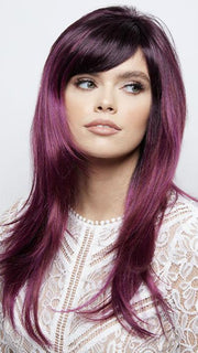 ANGELA by RENE OF PARIS in PLUMBERRY-JAM LR | Medium Plum with Dark roots with mix of Red/Fuschia With Long Dark Roots