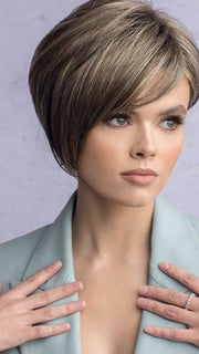 SUSANNE by RENE OF PARIS in MAPLE-SUGAR-R | Light Honey Brown base with Strawberry Blonde highlights with Dark Roots