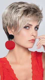 POINT by ELLEN WILLE in SAND MULTI ROOTED 24.14.12 | Lightest Brown and Medium Ash Blonde Blend with Light Brown Roots