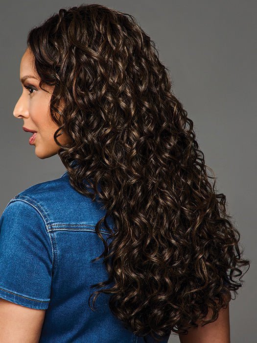 MAKENNA by RAQUEL WELCH in color MC4/10SS ESPRESSO MARTINI | Dark Brown with Lighter Brown Highlights