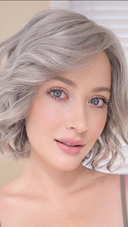 Steph B. @wigswithsteph is wearing the JANUARY by JON RENAU in color 56F51 OYSTER | Light Grey with 20% Medium Brown Front, graduating to Grey with 30% Medium Brown Nape. PPC MAIN IMAGE