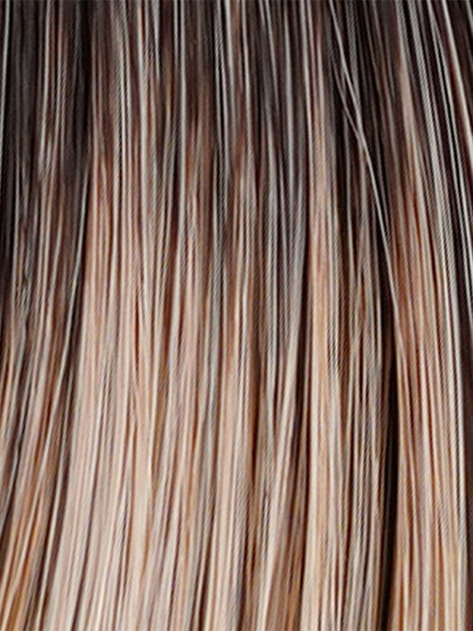 10/27/88/R6 ALMOND CREAM | Dark roots transition into a beautiful blend of light brown, pale auburn, and platinum tones.