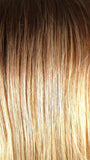  MELTED-SUNSET | Medium brown roots that melt into a peachy light brown blend layered on top of apricot blonde and intense gold blonde at nape