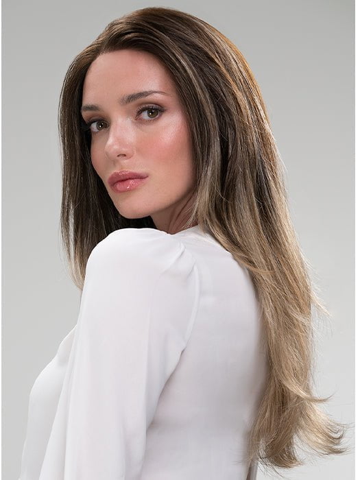 Zara Lite by JON REANU in S8-18/26RO FAWN | Cascading Ombre Shade | Rich Dark Brown Roots blend with Honey and Platinum Blonde Hues at the Tips