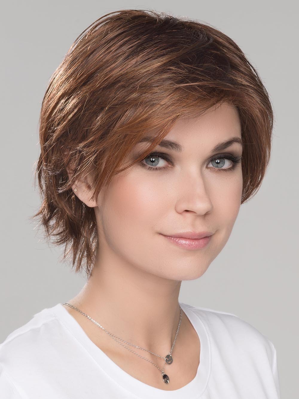 Has just the right length of choppy layers that provide perfect coverage around ears and neckline