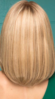 INSPIRE by ELLEN WILLE in SANDY BLONDE ROOTED | Medium Honey Blonde, Light Ash Blonde, and Lightest Reddish Brown blend with Dark Roots (This piece has been styled for this look)
