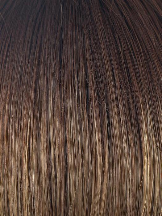 MOCHACCINO-LR | Longer Dark Roots with Light Brown Base and Strawberry Blonde Highlights