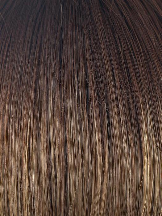 MOCHACCINO-LR | Long dark roots with light Golden Brown with light Gold blonde highlights 