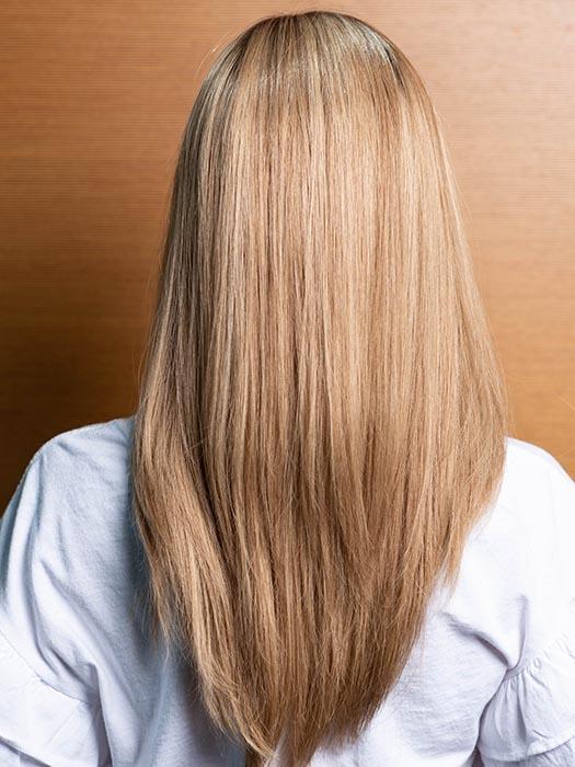 PLF005 by LOUIS FERRE in SPRING ACORN | Dark Brown Root and Medium Blonde Blended with Light Brown Tones (This piece has been styled and straightened)