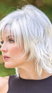 STORM by Noriko in CHAMPAGNE-SILVER | Platinum Blonde and Light Grey Blended with Soft, Light Blonde at the face line