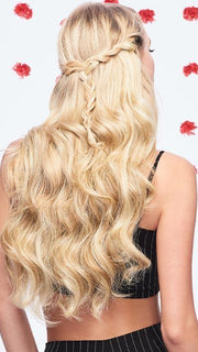 20" Invisible HF Synthetic Hair Extensions by hairdo in R14/88H | Golden Wheat | Medium Blonde Streaked With Pale Gold Highlights