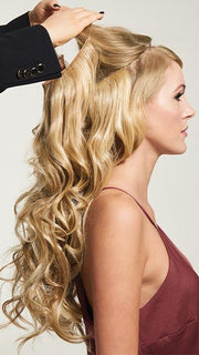 20" Invisible HF Synthetic Hair Extensions by hairdo in R14/88H | Golden Wheat | Medium Blonde Streaked With Pale Gold Highlights