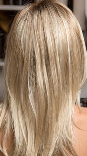 GLAMOUR MONO by ELLEN WILLE in LIGHT HONEY ROOTED | Medium Honey Blonde, Platinum Blonde, and Light Golden Blonde Blend with Dark Roots