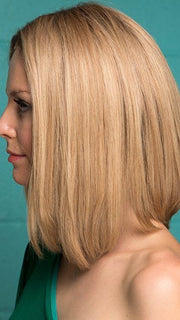 INSPIRE by ELLEN WILLE in SANDY BLONDE ROOTED | Medium Honey Blonde, Light Ash Blonde, and Lightest Reddish Brown blend with Dark Roots (This piece has been styled for this look)