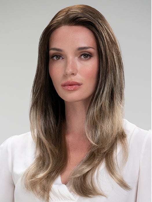 Zara Lite by JON RENAU in S8-18/26RO FAWN | Cascading Ombre Shade | Rich Dark Brown Roots blend with Honey and Platinum Blonde Hues at the Tips