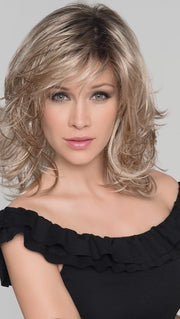 OCEAN by ELLEN WILLE in SANDY BLONDE ROOTED | Medium Honey Blonde, Light Ash Blonde, and Lightest Reddish Brown blend with Dark Roots