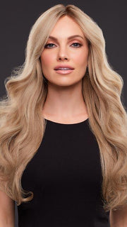 KIM Human Hair Wig by JON RENAU in 12FS8 | Medium Natural Gold Blonde, Light Gold Blonde, Pale Natural Blonde Blend, Shaded with Dark Brown