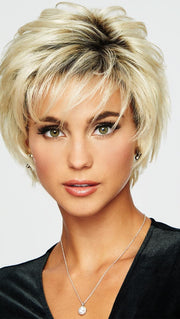 VOLTAGE LARGE by RAQUEL WELCH | 20th Anniversary SS613 SHADED PLATINUM | Light Golden Blonde with Dark Roots