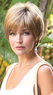 BRETT by Noriko in DESERT-SAND-R | Soft Sandy Blonde with Dark Brown Roots