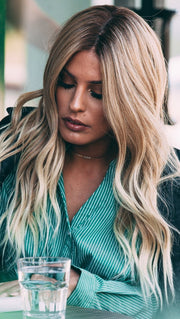BLAKE EXCLUSIVE by JR in 27T613S8 | Medium Red-Gold Blonde and Pale Natural Gold Blonde Blend, Shaded with Medium Brown (This piece has been styled and curled)