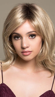 OCEAN by ELLEN WILLE in SANDY BLONDE ROOTED | Medium Honey Blonde, Light Ash Blonde, and Lightest Reddish Brown blend with Dark Roots