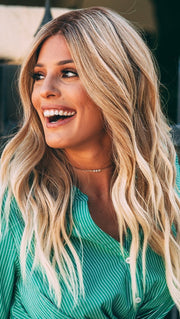 BLAKE EXCLUSIVE by JR in 27T613S8 | Medium Red-Gold Blonde and Pale Natural Gold Blonde Blend, Shaded with Medium Brown (This piece has been styled and curled)