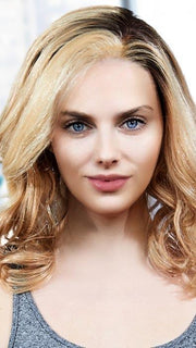 PLF 007HM by LOUIS FERRE in GINGER BLONDE TWIST | Light Blonde Blended with Light Red Tones, and Medium Brown Root (PIECE HAS BEEN CURLED FOR THIS LOOK)