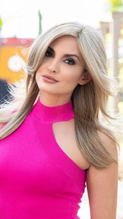 ERICA by Envy in Ginger Cream | Dark Beige Blonde underneath highlighted on top with Light Beige Blonde