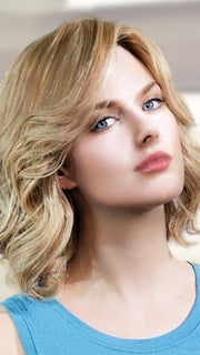 PLF 008HM by LOUIS FERRE in 140/14 SPRING HONEY | Medium Blonde Blended with Light Brown Tones (PIECE HAS BEEN CURLED TO GET THIS LOOK)
