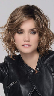 GIRL MONO by ELLEN WILLE in LIGHT BERNSTEIN ROOTED | Light Auburn, Light Honey Blonde, and Light Reddish Brown blend and Dark Roots