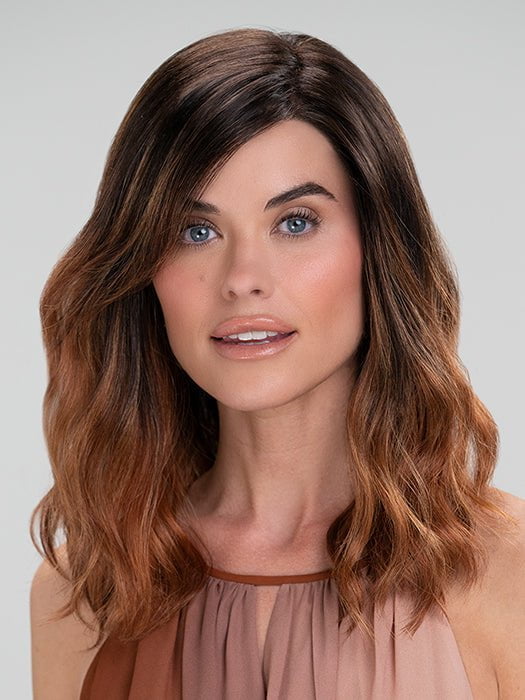 Heidi by JON RENAU in S4-28/32RO SUNRISE | Cascading Ombre Shade | Dark Roots Melt Naturally and blend into Radiant, Fiery Red Ends