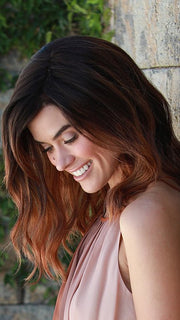 Heidi by JON RENAU in S4-28/32RO SUNRISE | Cascading Ombre Shade | Dark Roots Melt Naturally and blend into Radiant, Fiery Red Ends