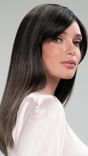 Camilla by JON RENAU in S2-103/18RO MIDNIGHT | Cascading Ombre Shade | Long Dark Roots blend into Lighter Brown Tones and Sparkling Ash Blond Tips