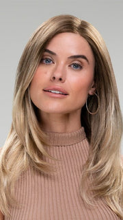 Alessandra by JON REANU in S14-26/88RO SUNSHINE | Cascading Ombre Shade | Medium Brunette Roots fade into Warm, Honey Blonde Hues at the Ends