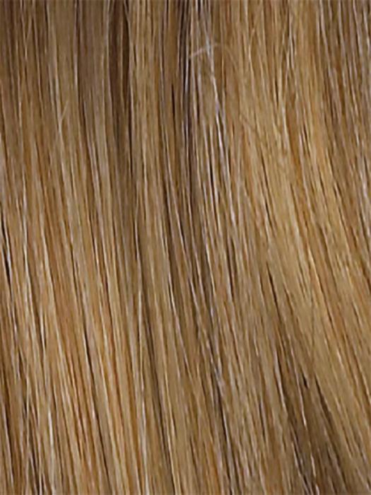 LIGHT BERNSTEIN ROOTED | Light Auburn, Light Honey Blonde, and Light Reddish Brown blend and Dark Roots