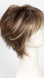 ALMOND SPICE-R | Dark Brown with Medium Brown Base with Honey and Platinum Blonde Highlights and Dark Brown roots