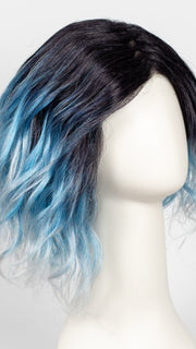 Melted Ocean-Slightly off black root with blended deep and light blue base+ light lavender tone ends